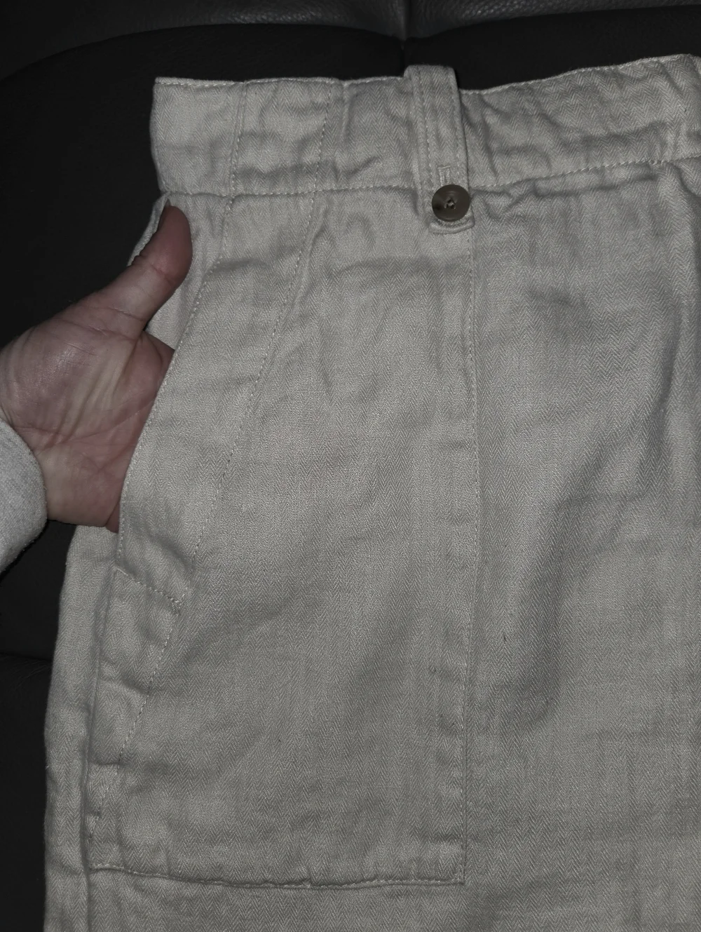 J Crew cream linen skirt pockets size 12